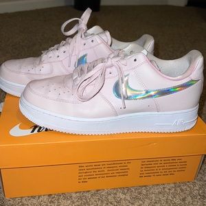 pink air forces w/ silver iridescent